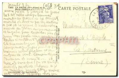 La Grave e a Meije — Alpes Altos — Braun & Cie, n° 1363 — Verso
