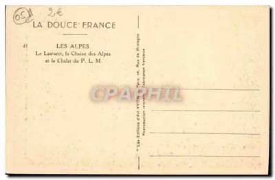 As Alpes — Le Lautaret, a Cadeia das Alpes e o Chalet do P. L. M. — Edições d'Art YVON, Paris — Verso