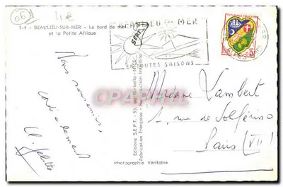 Beaulieu-sur-Mer — La riva del mare e la Piccola Africa — Edizioni S.E.P.T. - 35, Bd Gorbella - Nice — Verso