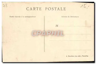 Bilhete postal antigo Facha da Cidade de Versalhes — Verso