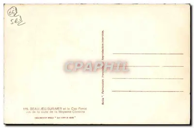 Beaulieu-sur-Mer i Cap Ferrat — widok z drogi Moyenne Corniche — kolekcja Rella „La Côte d'Azur" — Rewers