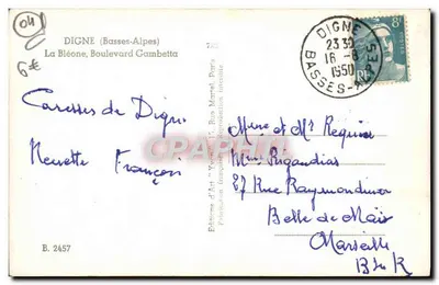 Widok rzeki i drogi z drzewami w Jion — Wydawnictwo Sztuki 'Yves' — n° B.2457 — Rewers