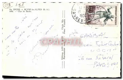 Barles — suas falésias, suas cachoeiras — Edições A.D.A. Nice, n° 6486 — Verso
