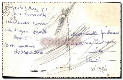 Digne — vue panoramique, fontaine, place du marché et monument — Souvenir de Digne — Rewers