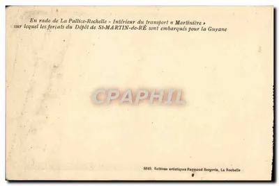 Interior do transporte « Martinière » — Depósito de St-MARTIN-de-RÉ — Edições Raymond Bergevin — Verso