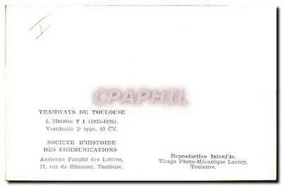 Tramway n°43 — Barreira de Muret — Sociedade das Comunicações — Verso
