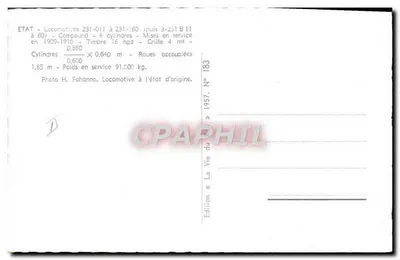भाप लोकोमोटिव — श्रृंखला 231-011 से 231-060 (फिर 3-231 B11 से 60) — संस्करण «ला वी डू ट्रेन», संख्या 183 — पीछे