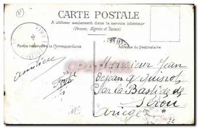 Soldat en train de couper les cheveux d'un jeune homme — scène d'enseignement militaire — éditeur Sans Douleur — Verso