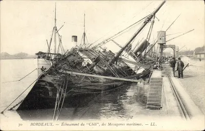 Bordeaux — Échouement du "Chili", des Messageries maritimes — LL.