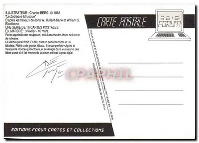 Etruskaanse sterrenbeeld — Marmoor — Uitgaven Forum Cartes et Collections, serie E9 — Achterkant