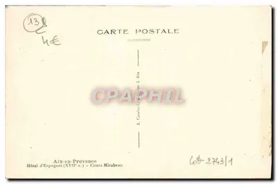 Hôtel d'Espagnet — Aix-en-Provence — J. Coulard, editor — Verso