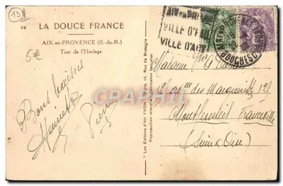 Aix-en-Provence — Torre dell'Orologio — Éditions d'Art Yvon — Verso
