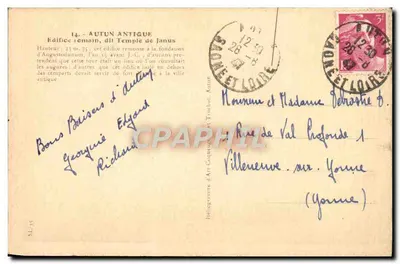 Autun Antigo — Templo de Janus — Héliogravure de Art Cinquemont e Trachot, n°14 — Verso