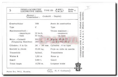 Locomotiva diesel tipo 253 — Série 4 — Editada por L'A.R.B.A.C. — Verso