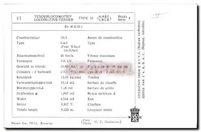 Locomotywa z zapasowym paliwem typu 50 — seria 4 — firma Ern. THILL, Bruyelles — Rewers