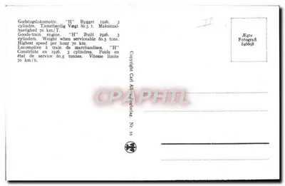 Locomotywa parowa 'H' — zbudowana w 1926 — Carl Allé Fotografirag, nr 10 — Rewers
