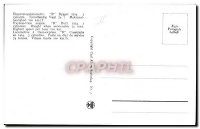 Locomotiva a vapor 'R' — Nr. 963 — Editor Ågste Fotograf, n° 7 — Verso