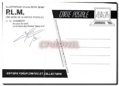 Chambery — Fontanna Czterech "Sans-Cul" — Éditions Forum Cartes et Collections, nr 12 — Rewers