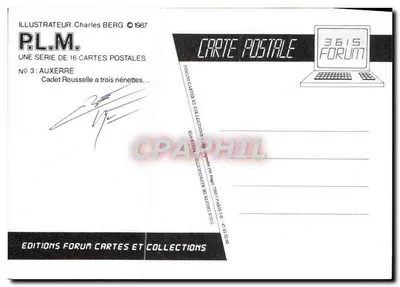 Auxerre — Cadet Rousselle e três nénettes — Edições Forum Cartes e Collections, n°3 — Verso