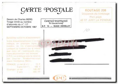 Mulher sob a chuva — desenho de Charles Berg — Cartes Postales et Collections, n° 117 — Verso