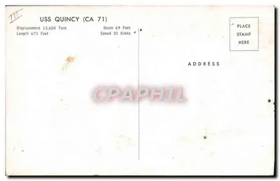 USS QUINCY (CA 71) — croqui naval — William Gearback — Verso