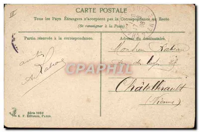 Buque de la Escadre — Francia — Editor K.F. Paris, Serie 1050 — Reverso
