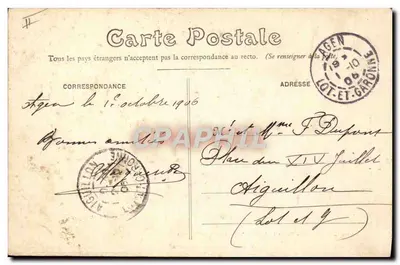 Agen - Le Nouveau Théâtre Municipal (Théâtre Ducourneau) — première pierre posée le 30 septembre 1906 — Phototypie Perret, Agen — Rewers