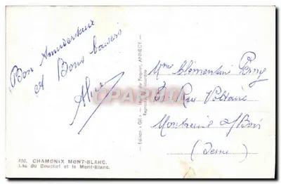 Jezioro Bouchet i Mont-Blanc — Wydawnictwo Paquier, nr 400 — Rewers