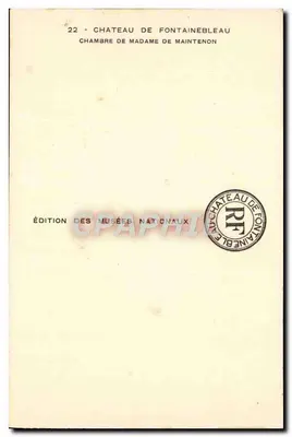 Zimmer der Madame de Maintenon — Schloss Fontainebleau — Édition des Musées Nationaux n°22 — Rückseite