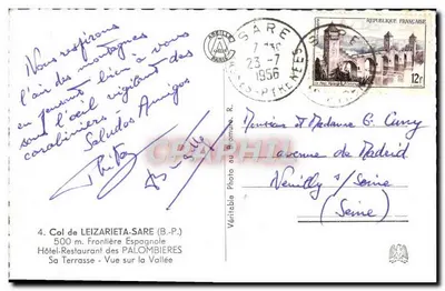 Przełęcz LEIZARIETA-SARE — Hôtel-Restaurant des PALOMBIERES — Widok na Dolinę — wydawca Prawdziwa Fotografia w Biomure, n°4 — Rewers