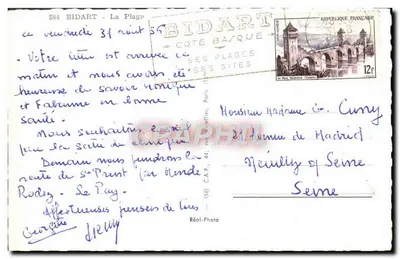 Bidart - A Praia — Costa Basca — Réal-Photo — Verso