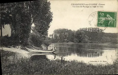 Champigny-sur-Yonne (Yonne) — Um Canto de Paisagem ao Lado da Água — Coleção J. D. Seus