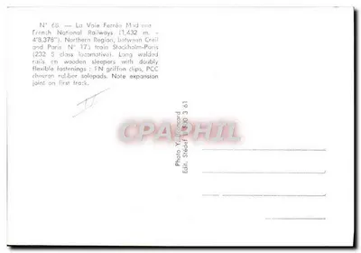Trem a vapor 232.3.004 — Ferrovia francesa, região Norte, entre Creil e Paris — Editor Stédef, n° 66 — Verso