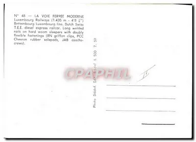 Trem a vapor — Luxemburgo — Editor Sládář, n° 48 — Verso