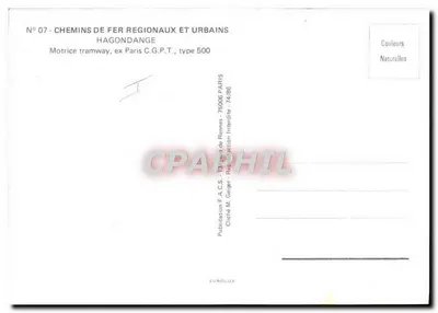 Tramway em Hagondange — Motrice ex Paris C.G.P.T., tipo 500 — Publicação F.A.C.S. — Verso