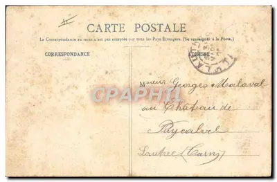 Série A — Sereia segurando sinal 'JE SUIS POUR LA VIE TAPETITE CARPE CHÉRIE' — Phototypie A. Bergrabet & Cie, Nancy — Verso