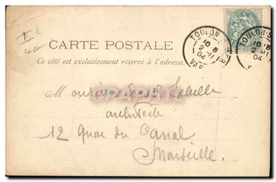 La Ville de Paris (Vieille Marine) — bateau de la Marine militaire française — éditeur Marius Bar, Toulon — Verso