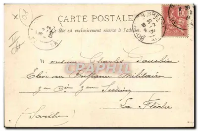 Bourg - La Gendarmerie — éditeur B. Ferrand, Boulogne (Ain) ; n° de série non visible — Verso