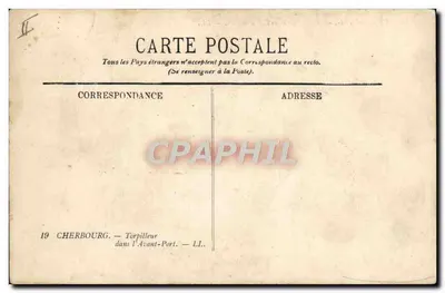 Cherbourg — Torpedeiro no Avant-Port — L.I. — Verso