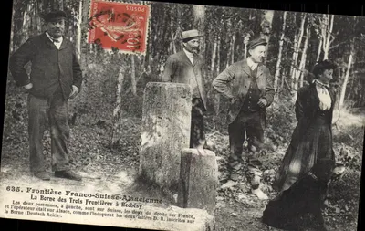 Frontière Franco-Suisse-Alsacienne — La Borne des Trois Frontières à Rechésy — Éditeur : A. 31 H.B.
