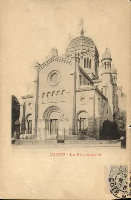 Bilhete postal antigo Judaica Judeu Dijon A sinagoga