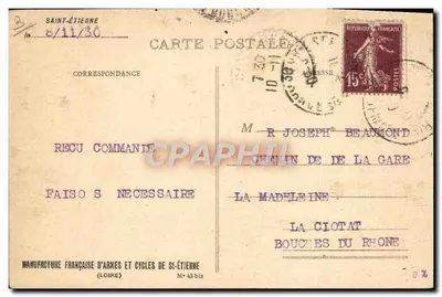 Oficina de Montagem dos Cycles "Hirondelle" — Manufatura Francesa de Armas e Cycles de Saint-Étienne — editor não visível — Verso