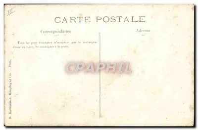 Ciclista in abito a righe — posa su un muro — R. Guilleninot, Bespflug et Cie, Paris — Verso
