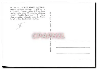 Trem expresso — via férrea moderna — Marcel Aubert Édit. — Verso