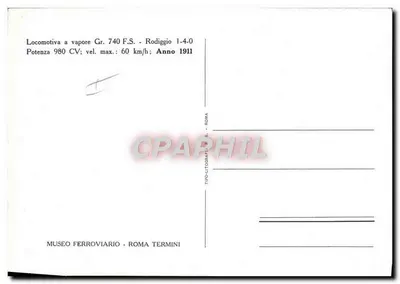 Parowóz Gr. 740 F.S. — Rodiggi 1-4-0 — wydawnictwo Tipolitografica Roma — Rewers