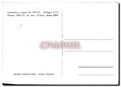 Locomotiva a vapor Gr. 470 F.S. — Rodiggio 0-5-0 — TYPO-LITOGRAFIA ROMA — Verso