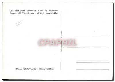 Lokomotywa z dwoma osiami sprzężonymi — Muzeum Ferroviario Roma Termini — wydanie Tipolitografia F.S. Roma — Rewers