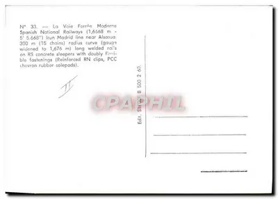 Hiszpańska linia kolejowa blisko Alasua — Wydawca STUDEF B 500 2 60 — Rewers