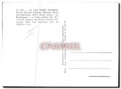 Trem a diesel R.G.P. « Le Bourbonnais » — Ferrovias Nacionais Francesas — entre Moret e Montargis — editor Stedef A 500 12 61 — Verso