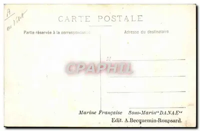 Sottomarino DANAE — Marina Francese — Edit. A. Becquemin-Roupsard — Verso